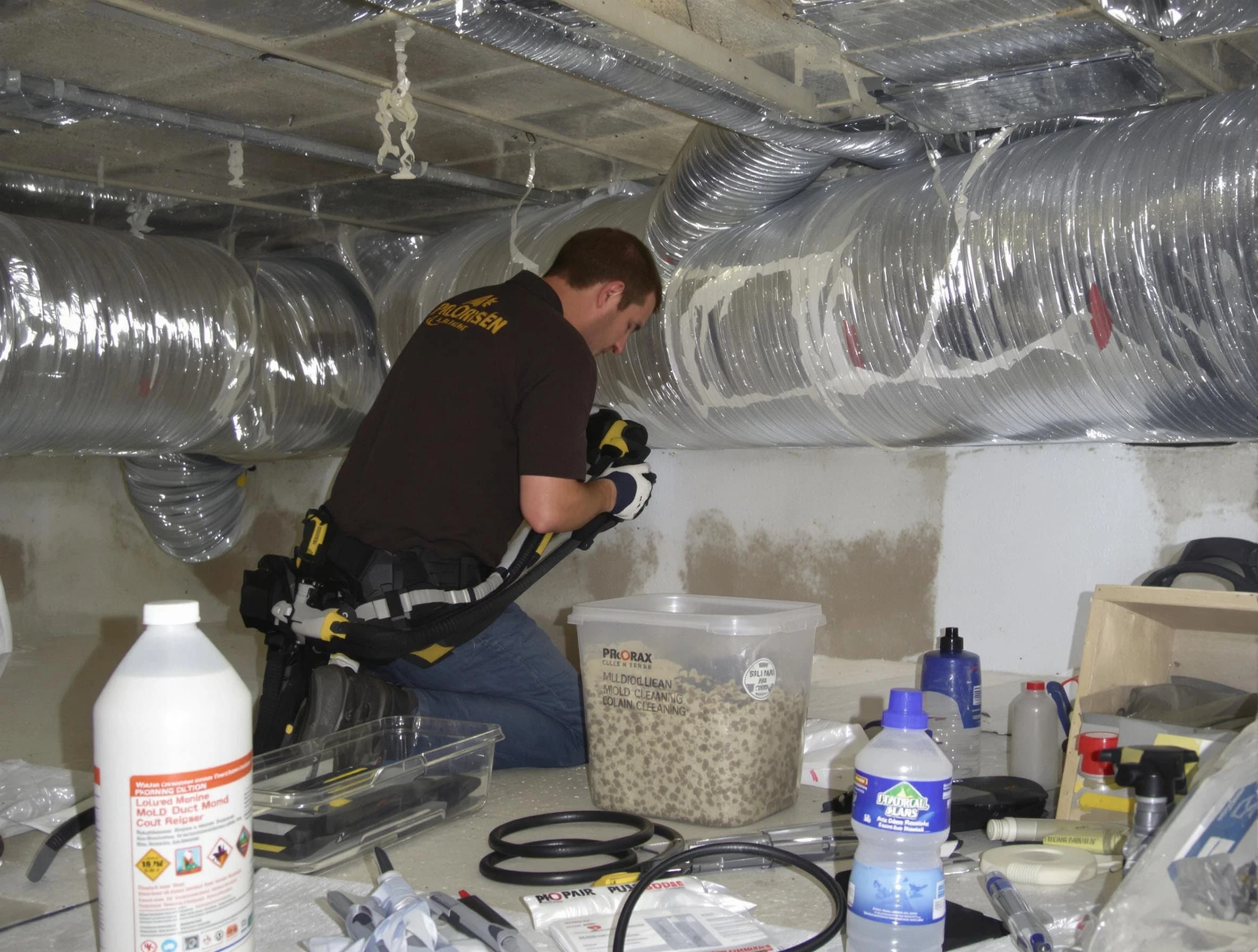 Bluffdale Air Duct Cleaning specialist performing professional mold removal from air ducts in Bluffdale