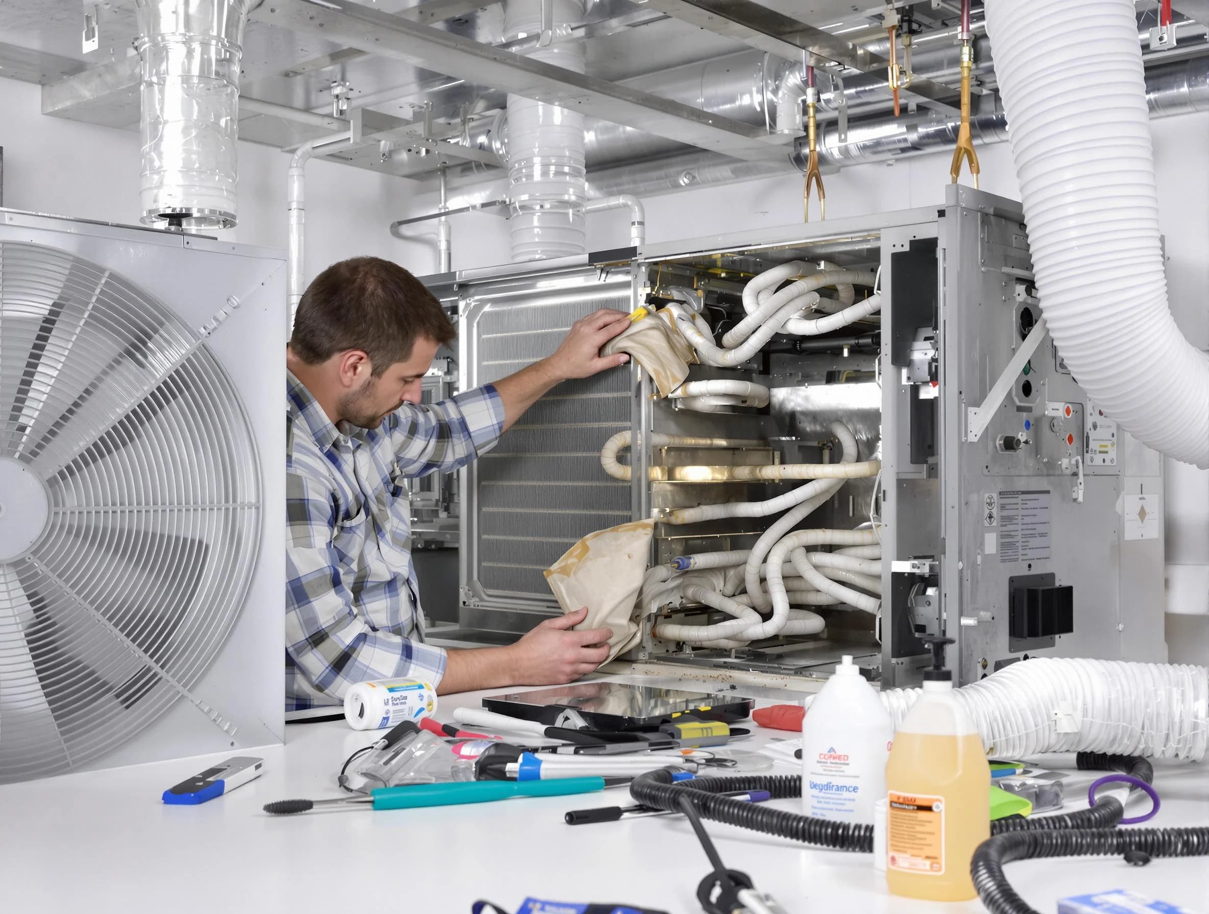 Bluffdale Air Duct Cleaning specialist performing precision AC coil cleaning in Bluffdale