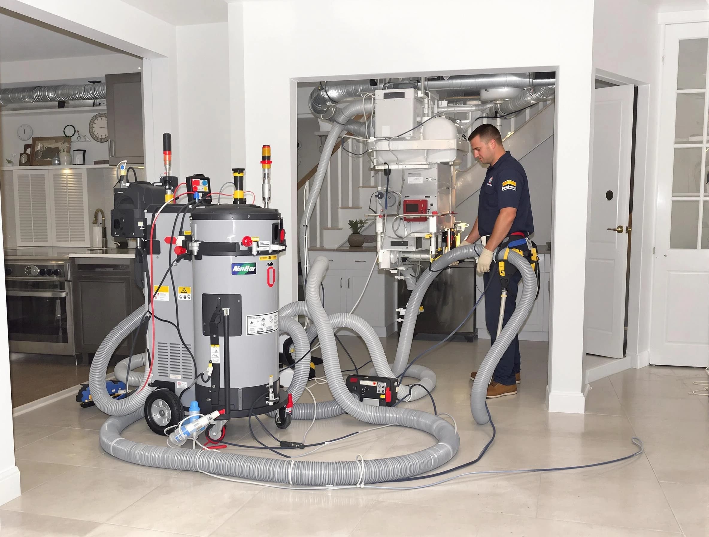 Bluffdale Air Duct Cleaning technician operating negative pressure cleaning equipment for thorough duct maintenance in Bluffdale