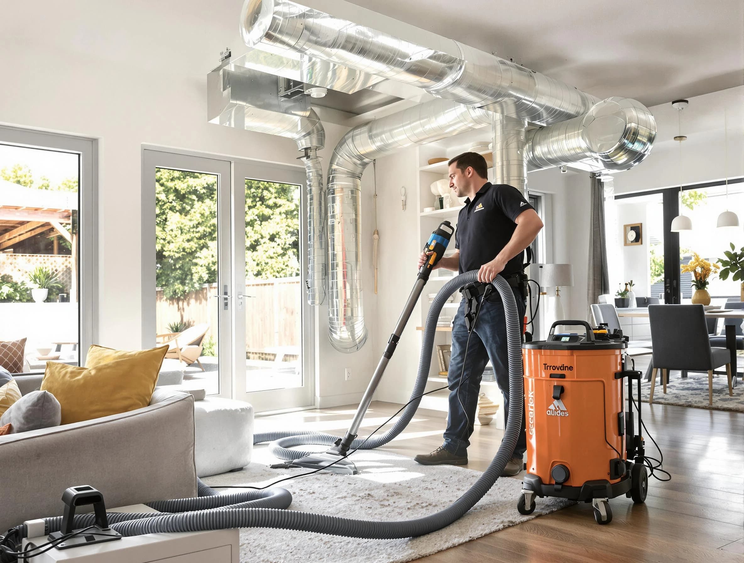 Bluffdale Air Duct Cleaning specialist performing thorough residential duct cleaning using advanced equipment in Bluffdale