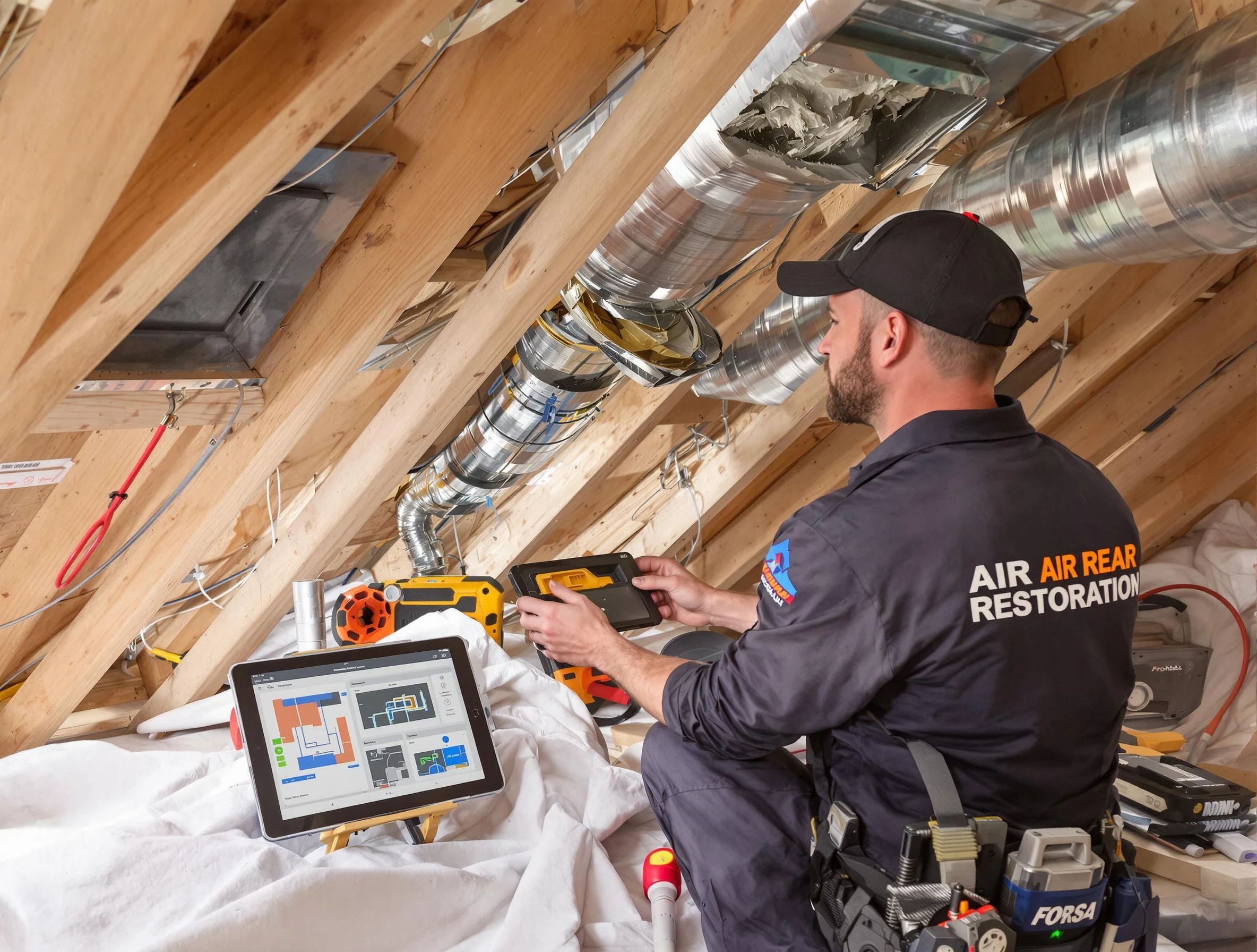 Bluffdale Air Duct Cleaning technician performing precise duct repair work in Bluffdale