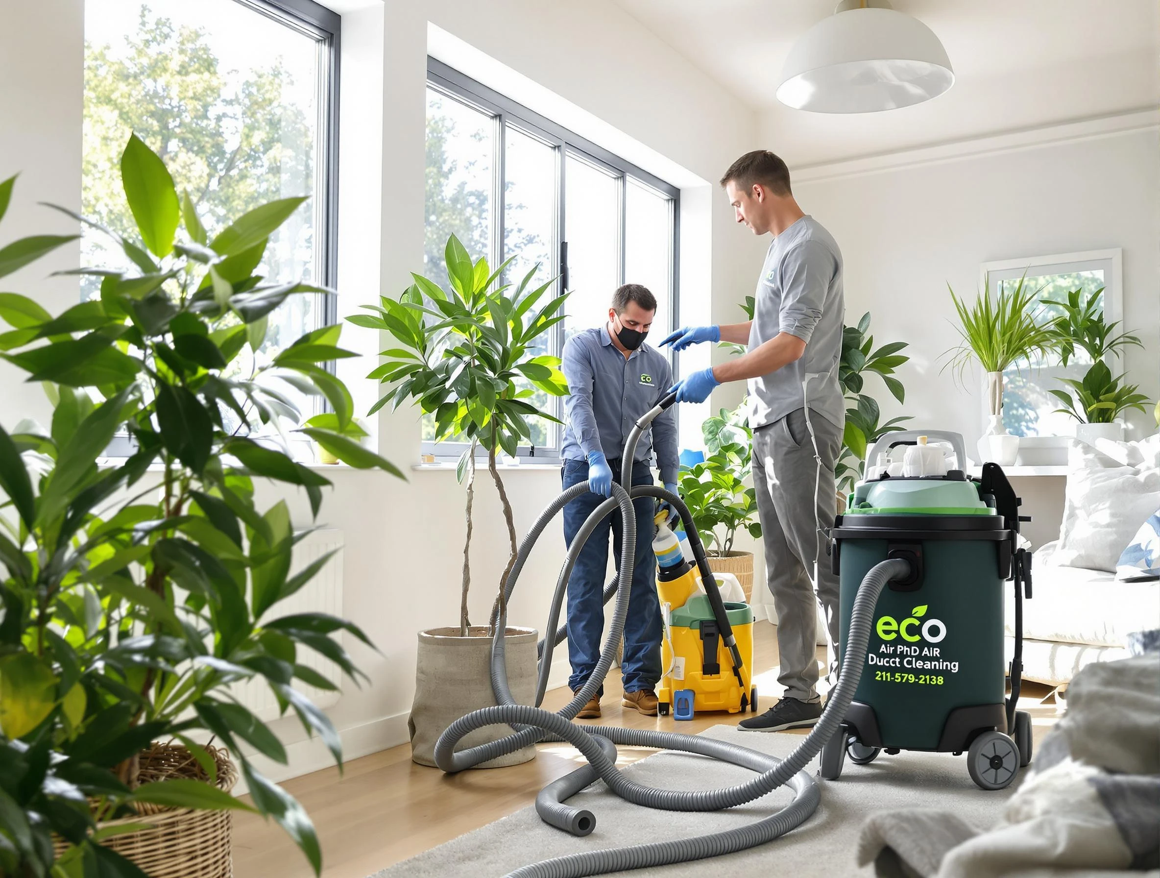 Bluffdale Air Duct Cleaning technician performing eco-friendly duct cleaning using sustainable methods in Bluffdale