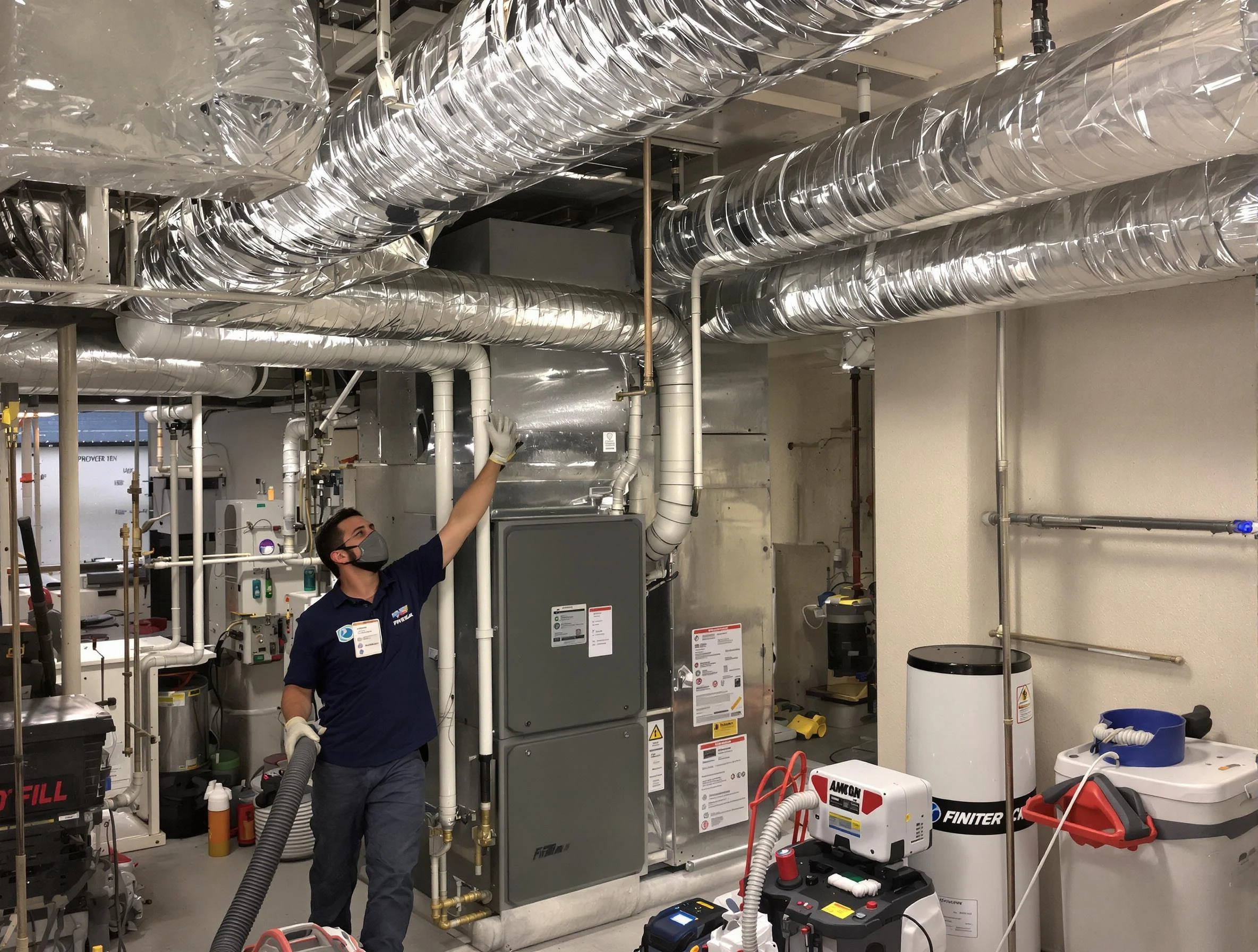 Bluffdale Air Duct Cleaning specialist performing thorough furnace duct cleaning in a Bluffdale residence
