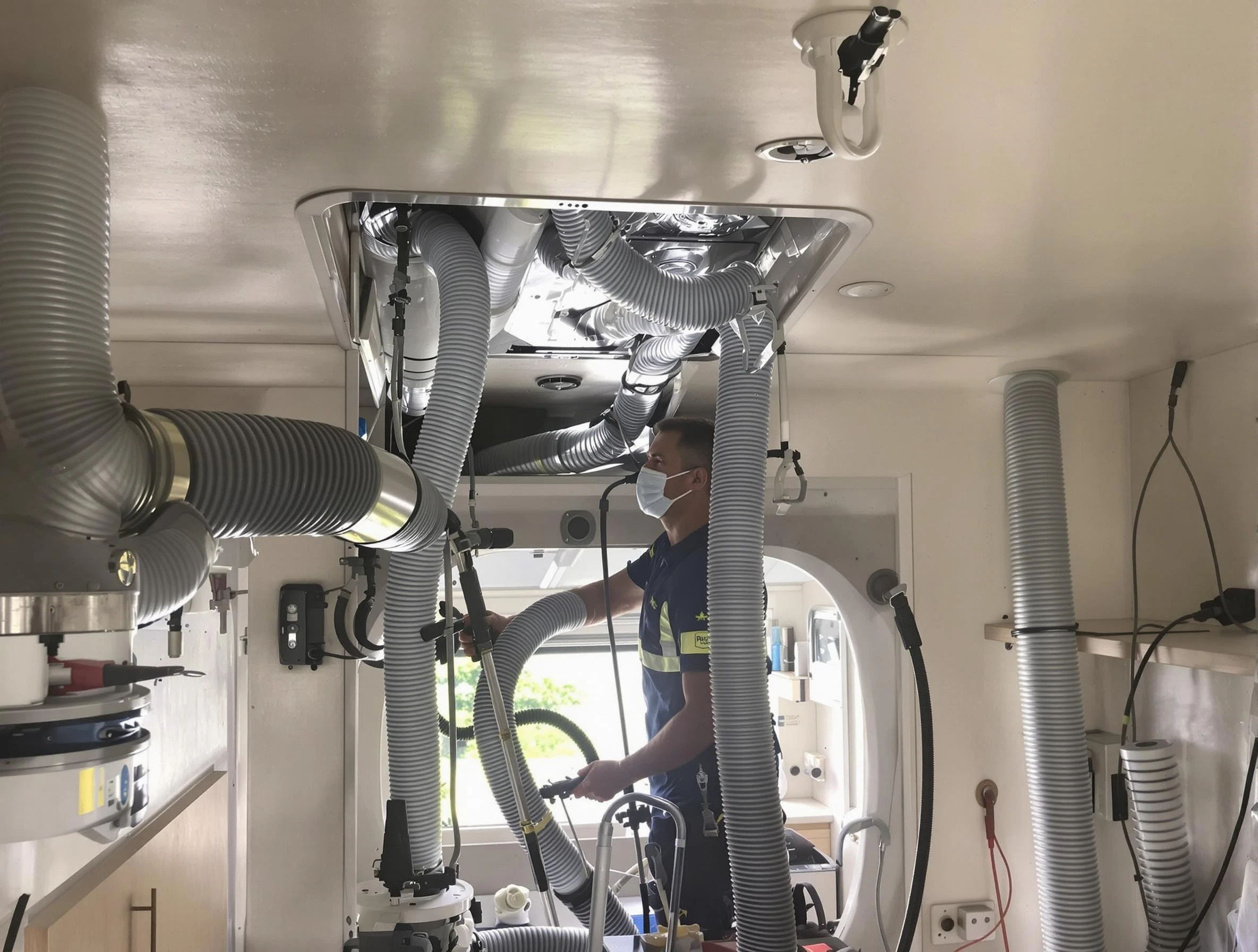 Bluffdale Air Duct Cleaning specialist performing precise mobile home duct cleaning in Bluffdale